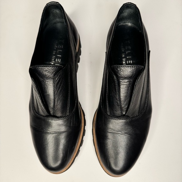 Atelier Women’s Barton Black & Tan Italian Leather Platform Penny Loafers Sz 38 - Picture 4 of 14